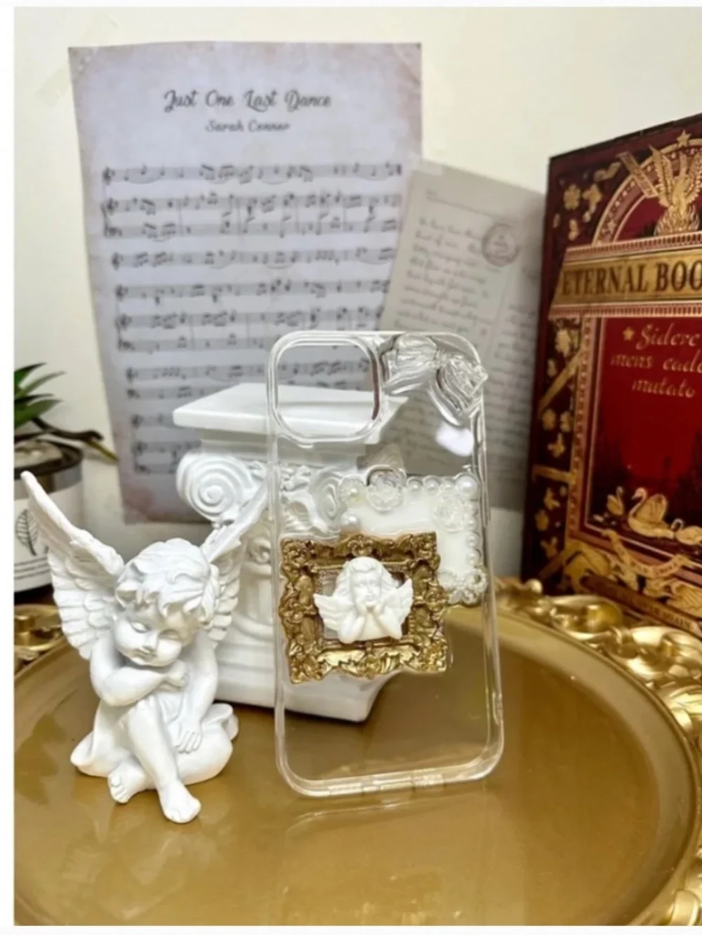 iPhone 13 Baroque butterfly and angel Phone Case,Handmade case